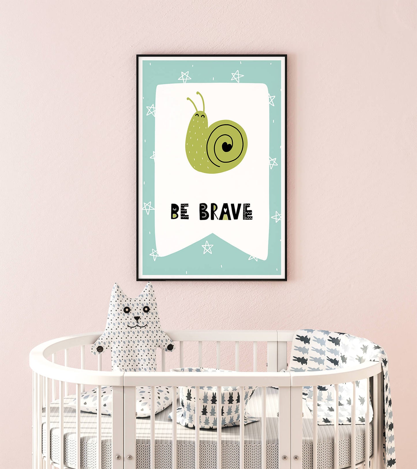 Snail Illustration - Be Brave Motto Art Print