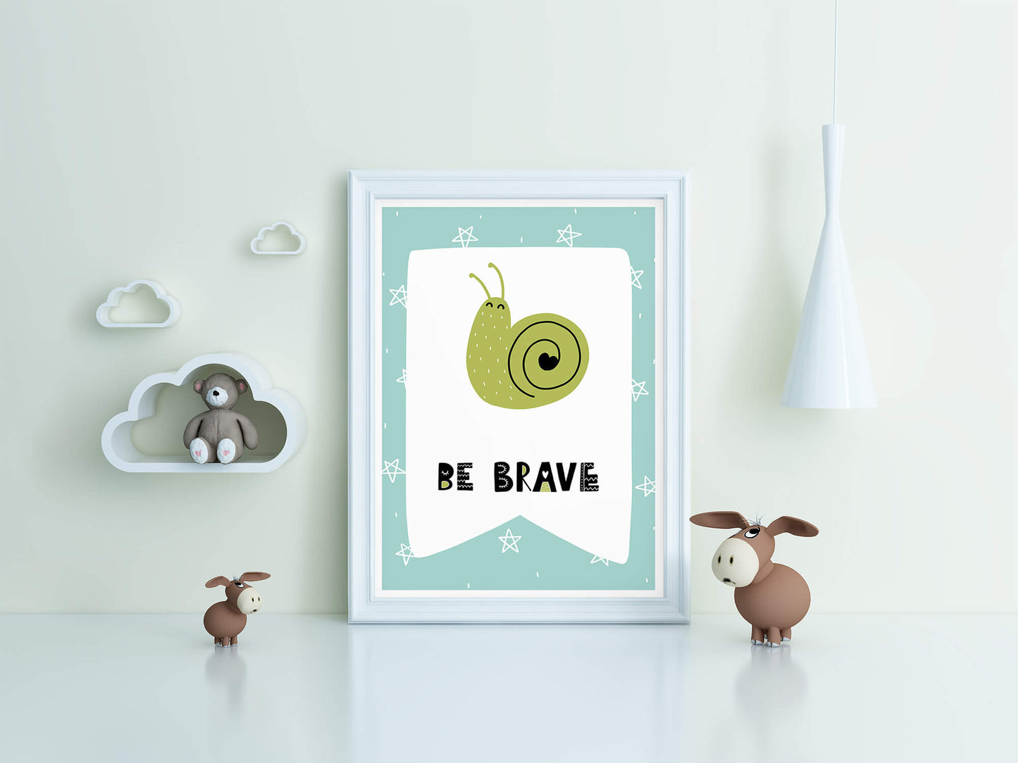 Snail Illustration - Be Brave Motto Art Print