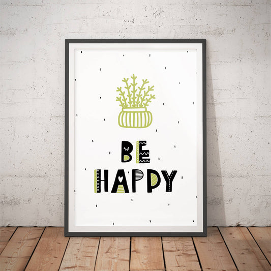 Be Happy Scandi Nursery Art Print