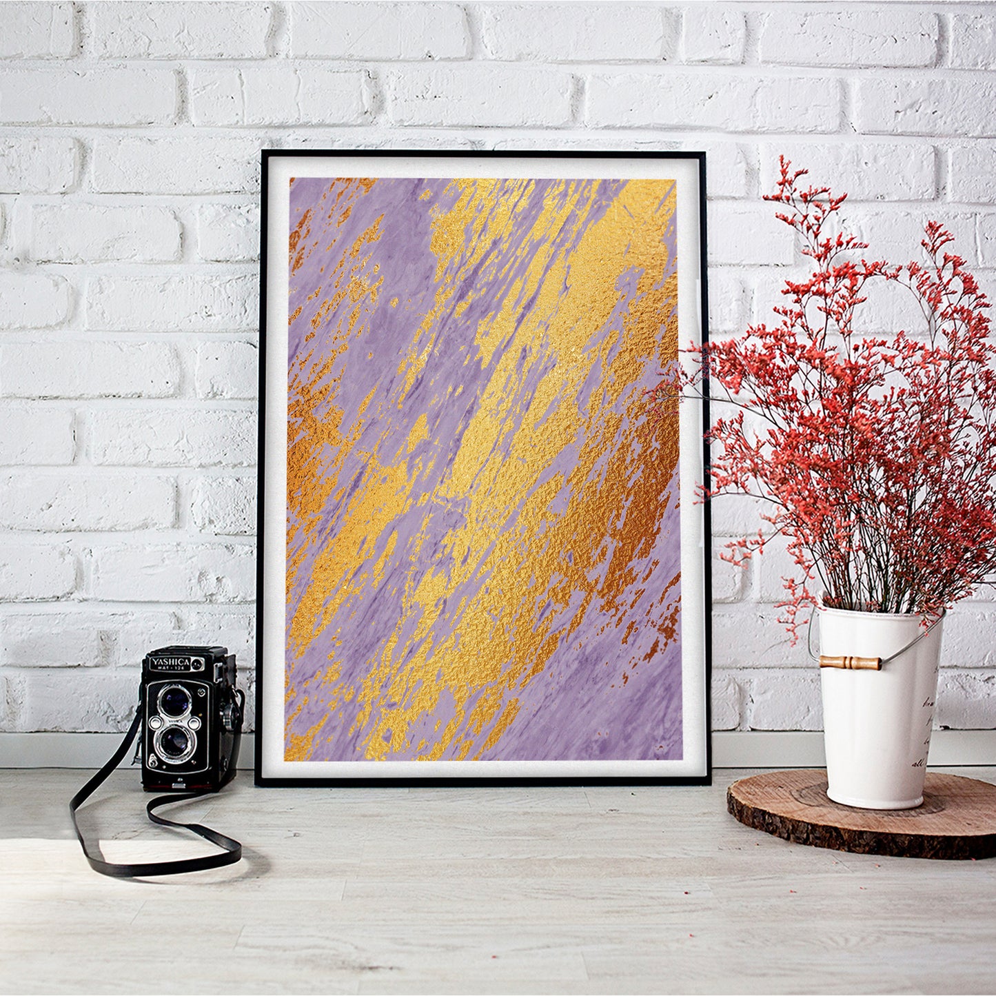 Abstract Lavender Gold Swirl Art Print