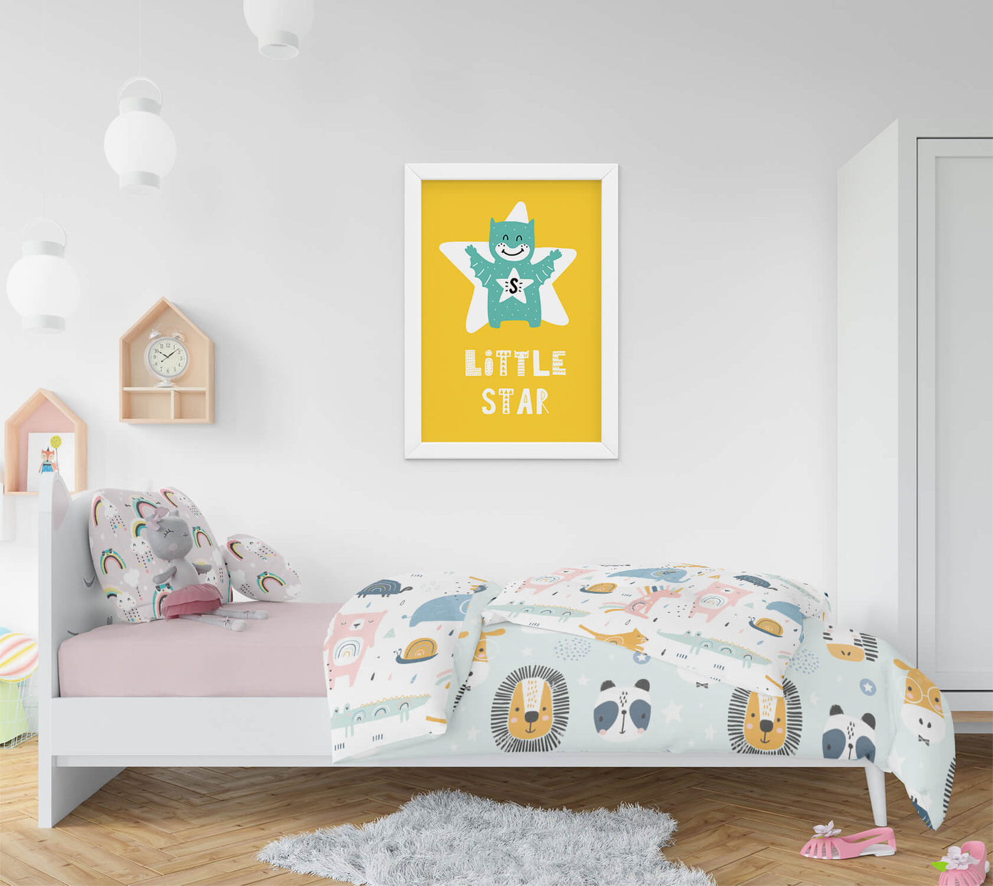 Scandi Smiling Creature - Nursery Art Print