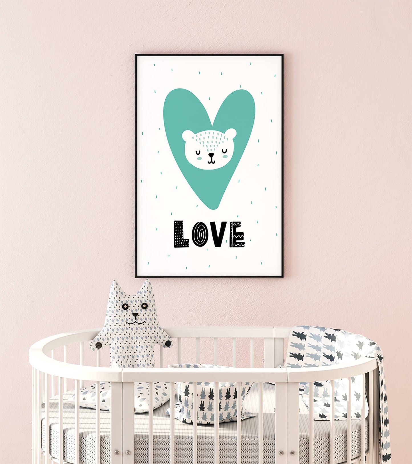 Nursery Bear Hug Scandi Art Print