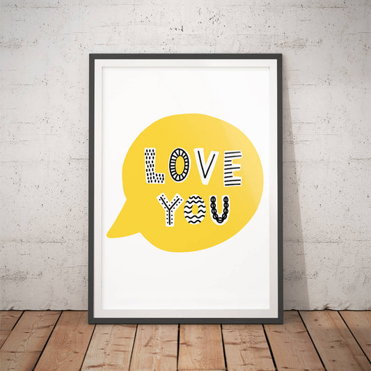 'Love You' Scandi Child's Room Art Print