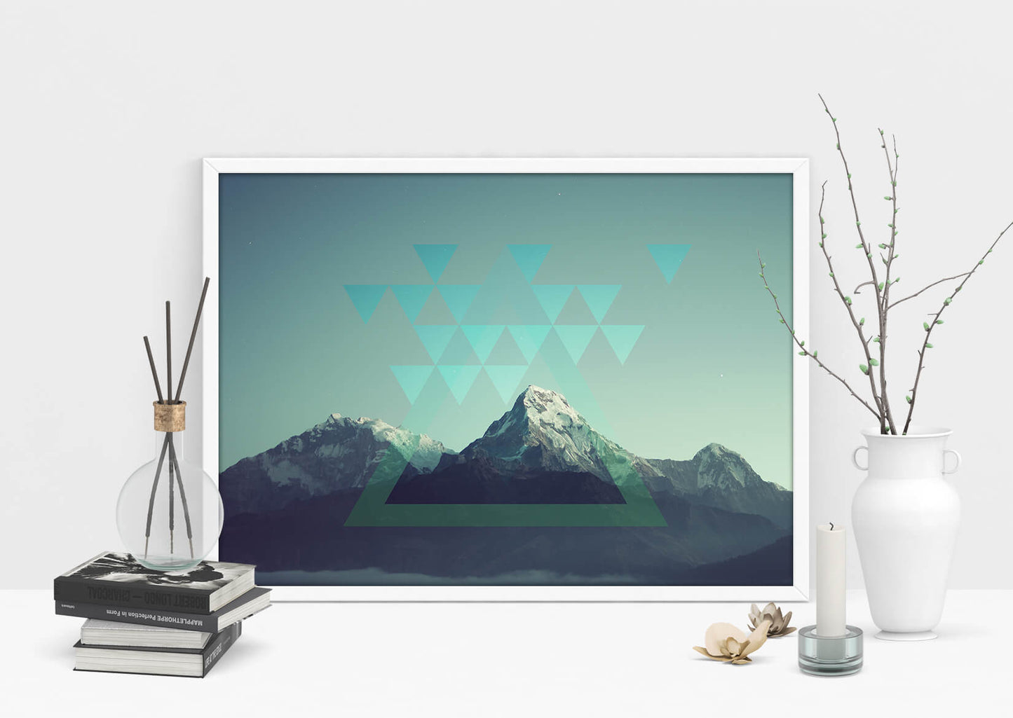 Serene Peaks Geometric Art Print