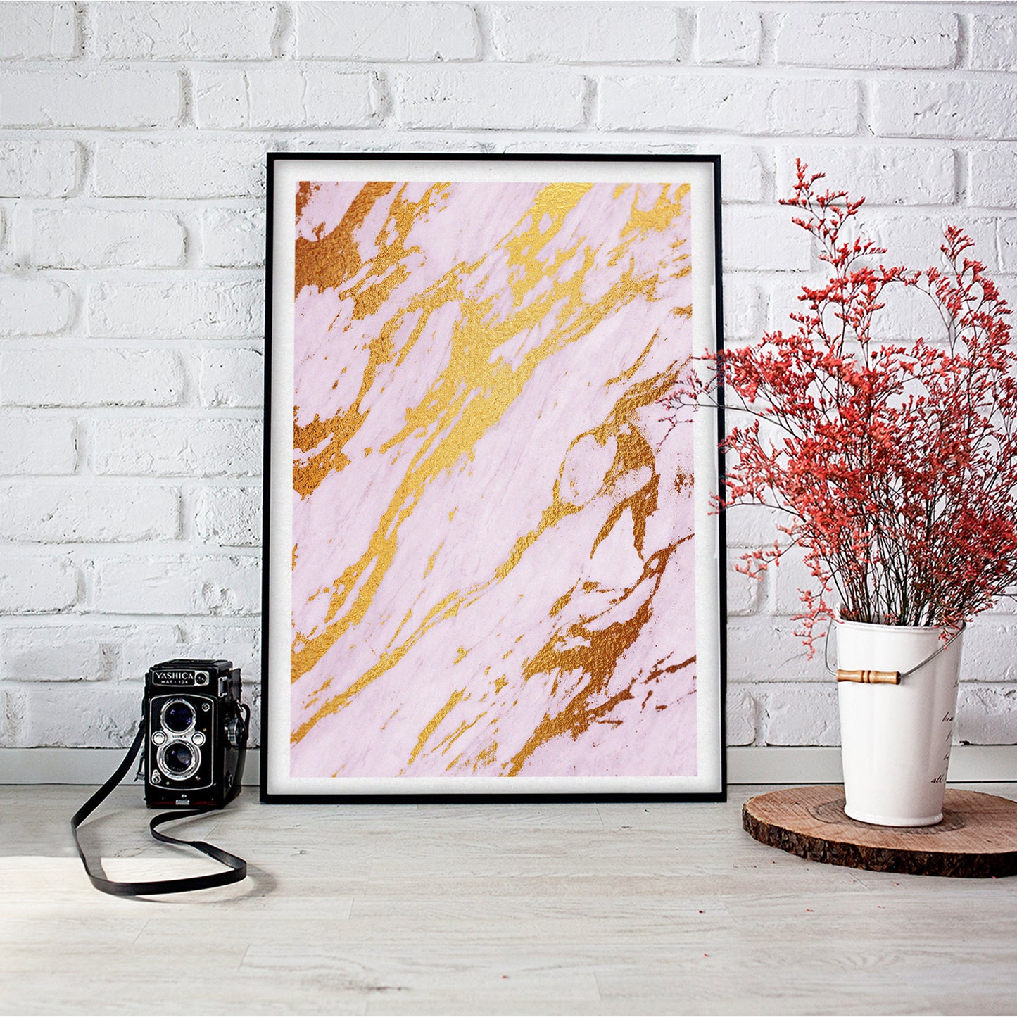 Rose Beach Gold Marble Art Print