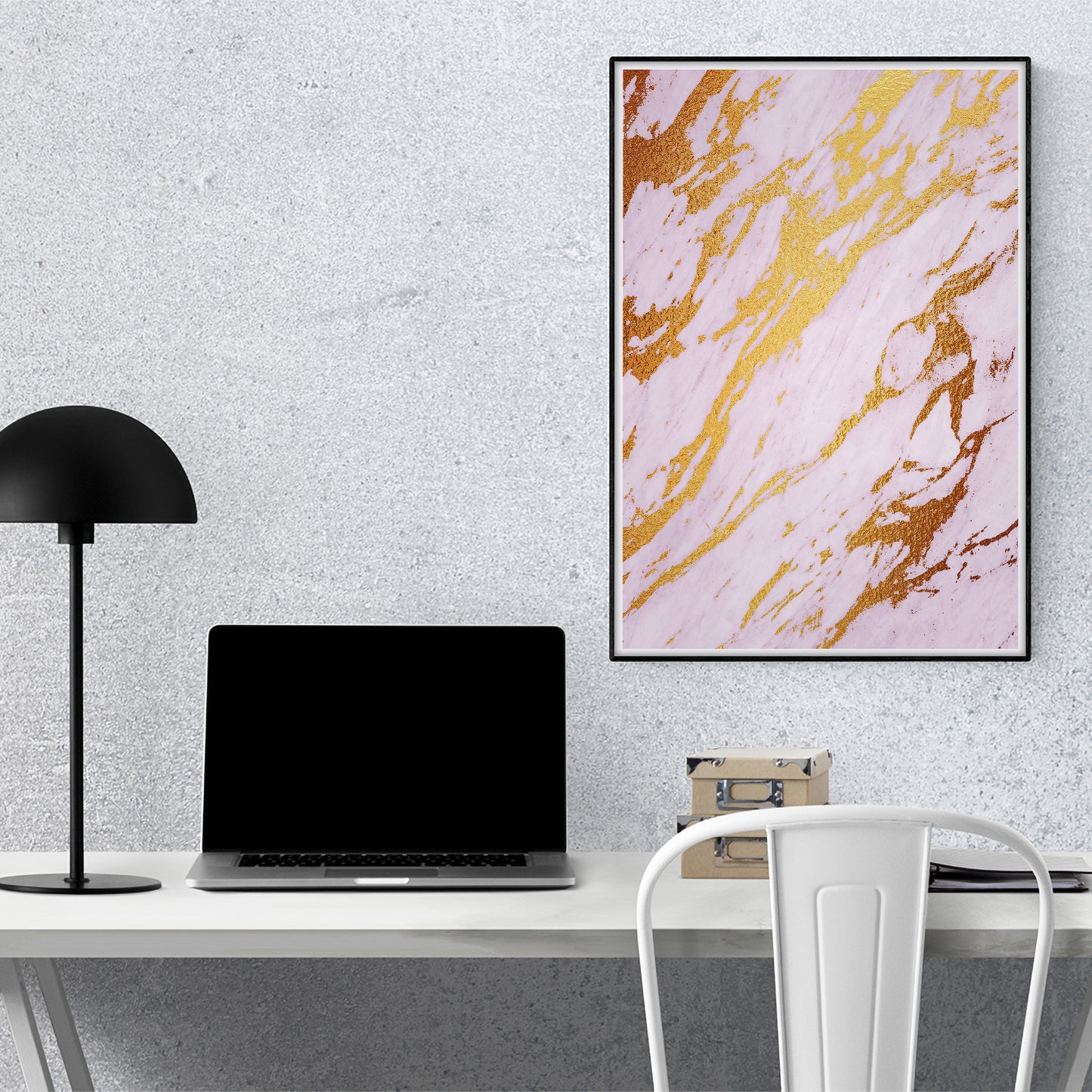 Rose Beach Gold Marble Art Print