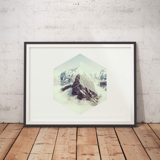 Nordic Peaks - Serene Geometric Art Print