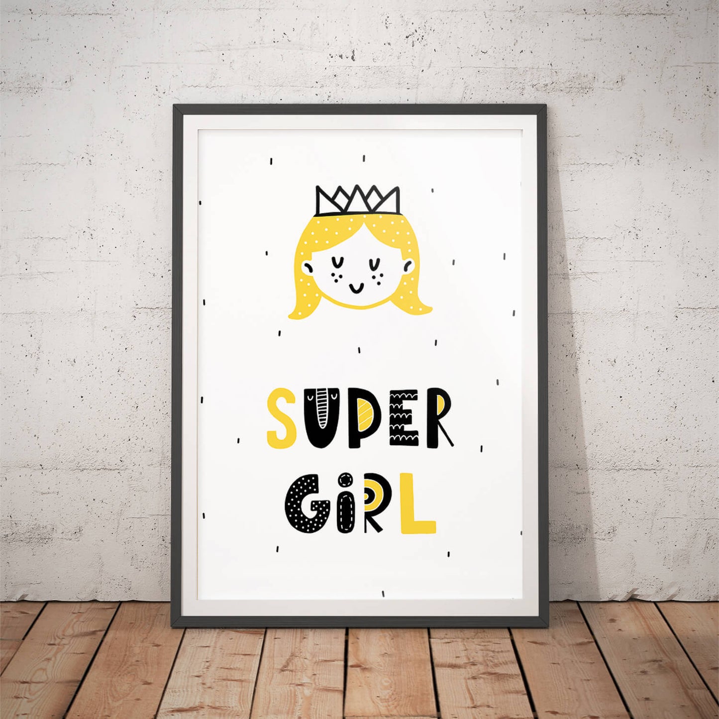 Playful Super Girl Hero Scandi Art Print