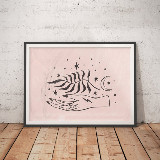 Starry Feather Scroll Art Print