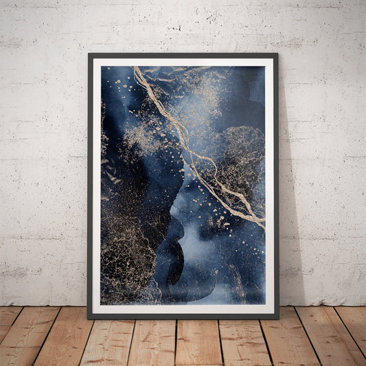 Midnight Blue Abstract Watercolor Art Print