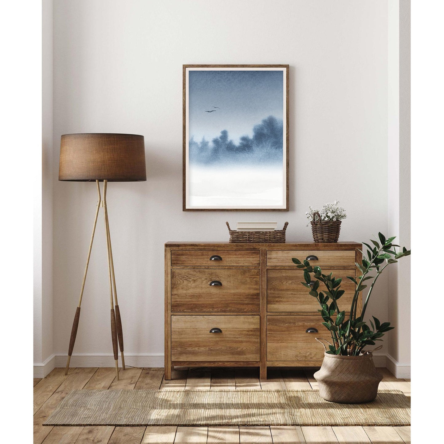 Misty Forest Watercolor Landscape Art Print
