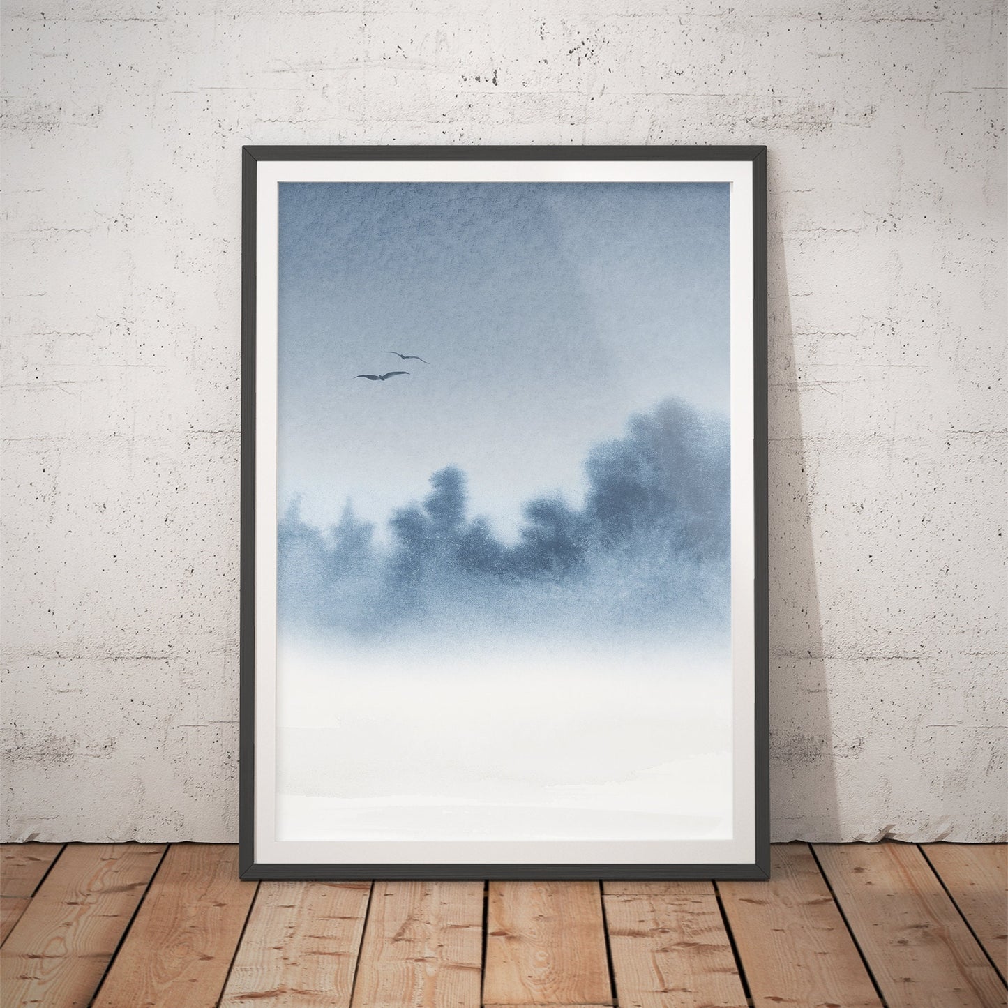 Misty Forest Watercolor Landscape Art Print