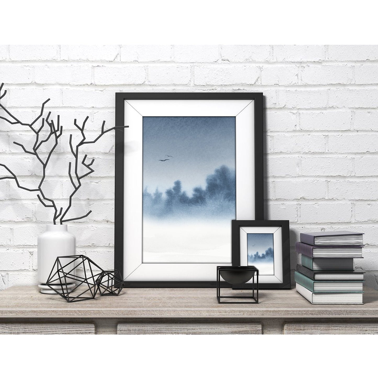 Misty Forest Watercolor Landscape Art Print