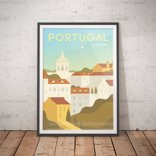 Lisbon Portugal Vintage Minimalist Art Print