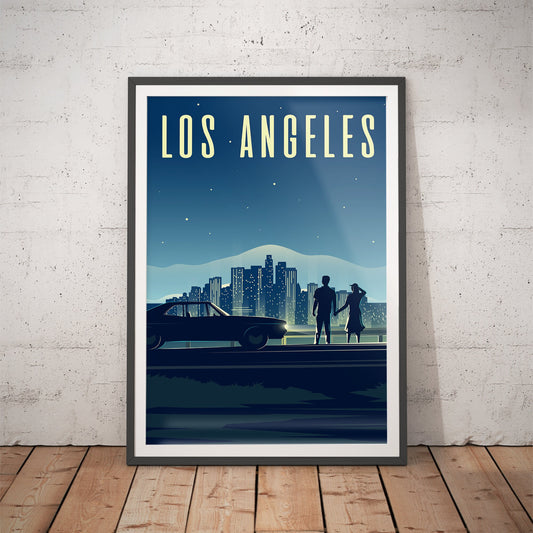 Los Angeles Night Skyline Minimalist Art Print