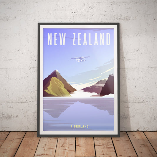 New Zealand Fiordland Scenic Minimalist Art Print