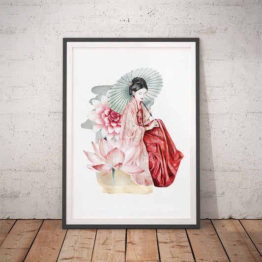 Serene Geisha Garden Art Print