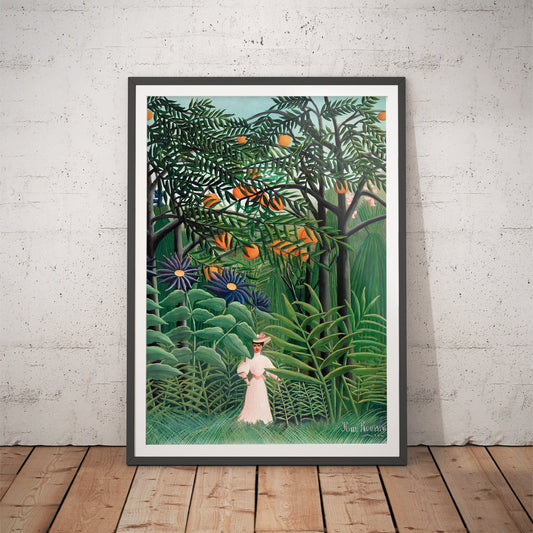 Woman Walking in an Exotic Forest Art Print