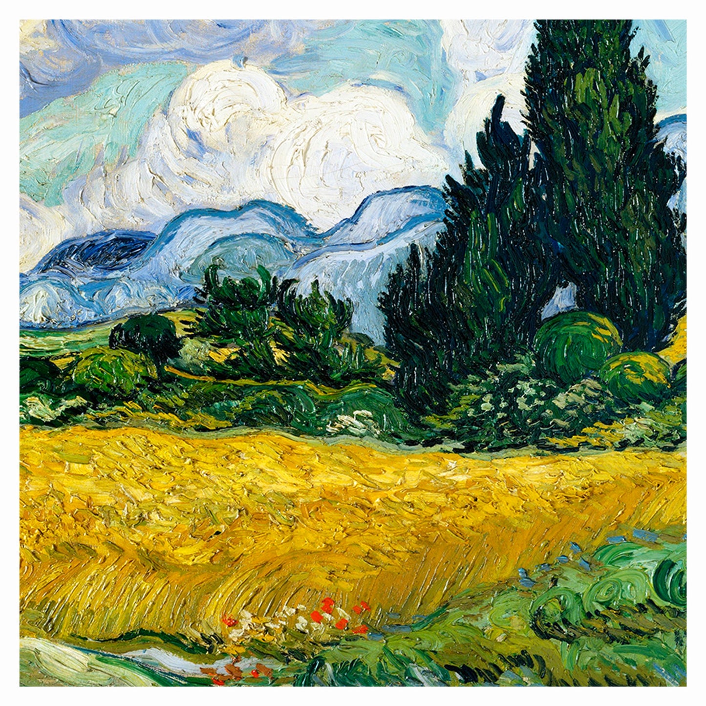 Wheat Field with Cypresses - Vincent Van Gogh - Art Print