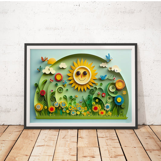 Spring Nursery Decor Paper-cut Art