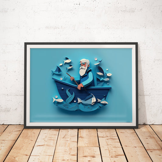 Fisherman Paper-cut Art
