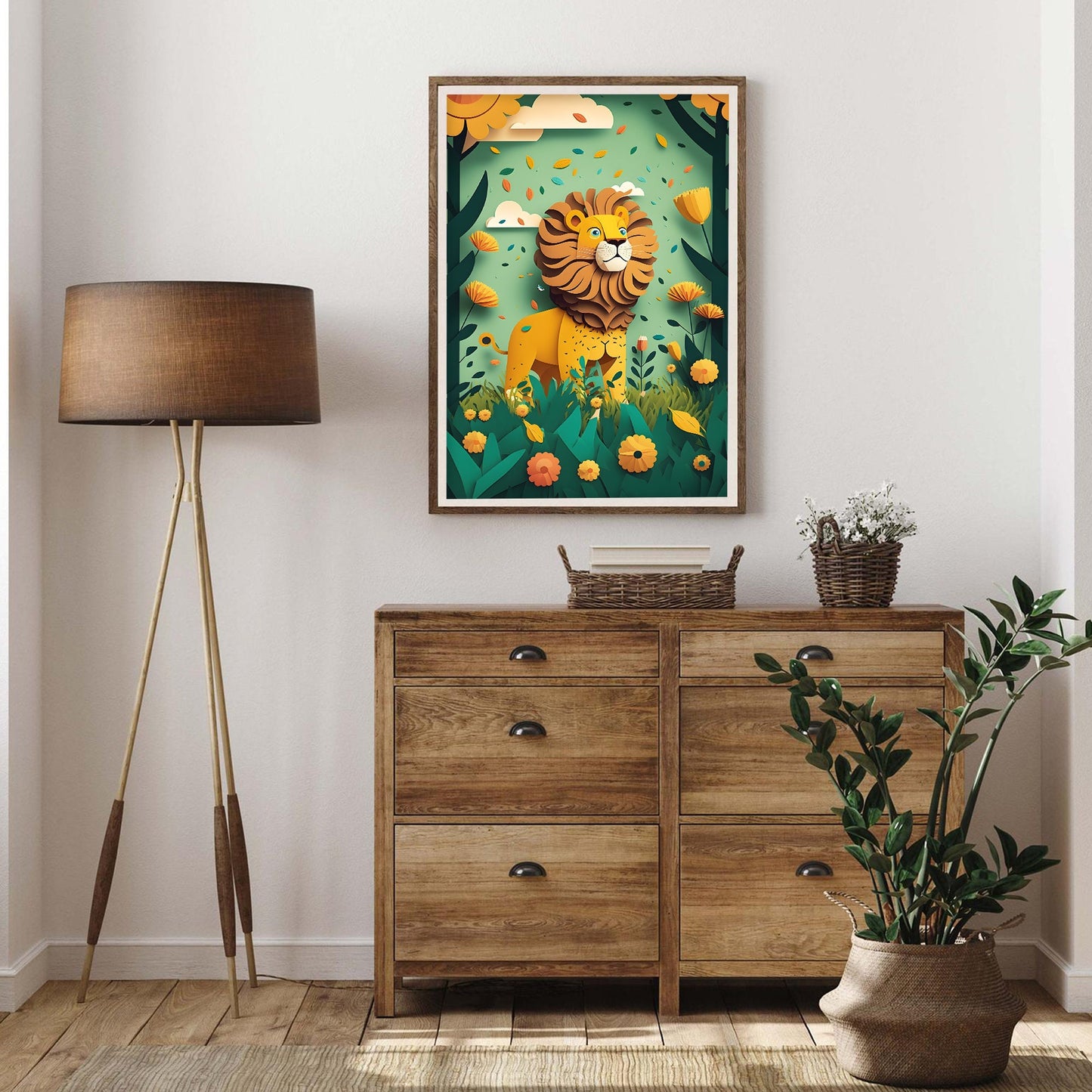 Brave Lion Papercut Art Print