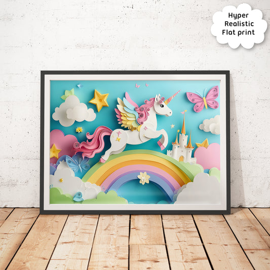 Unicorn Print Magical Rainbow Nursery Art