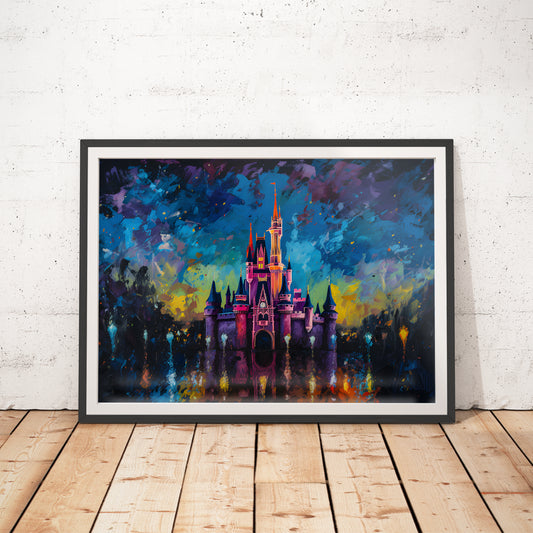 Cinderella Disney Castle Impressionist Art Print
