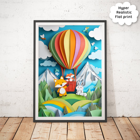 Animal Adventures Hot Air Balloon Nursery Art