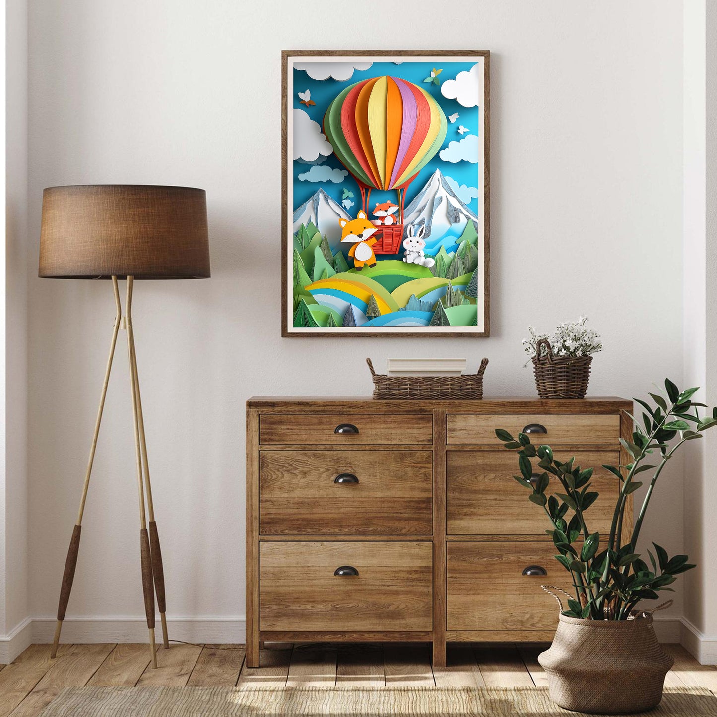 Animal Adventures Hot Air Balloon Nursery Art