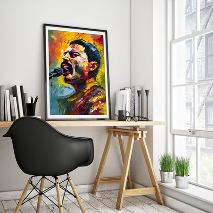 Vibrant Freddie Mercury Impressionist Art Print