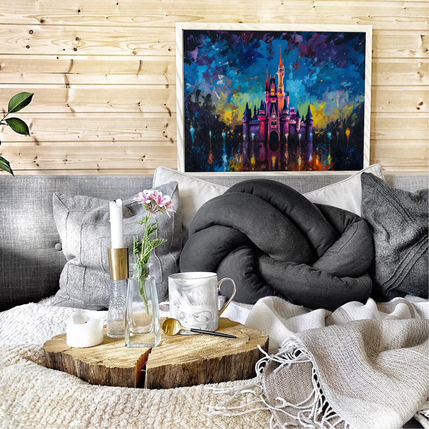 Cinderella Disney Castle Impressionist Art Print