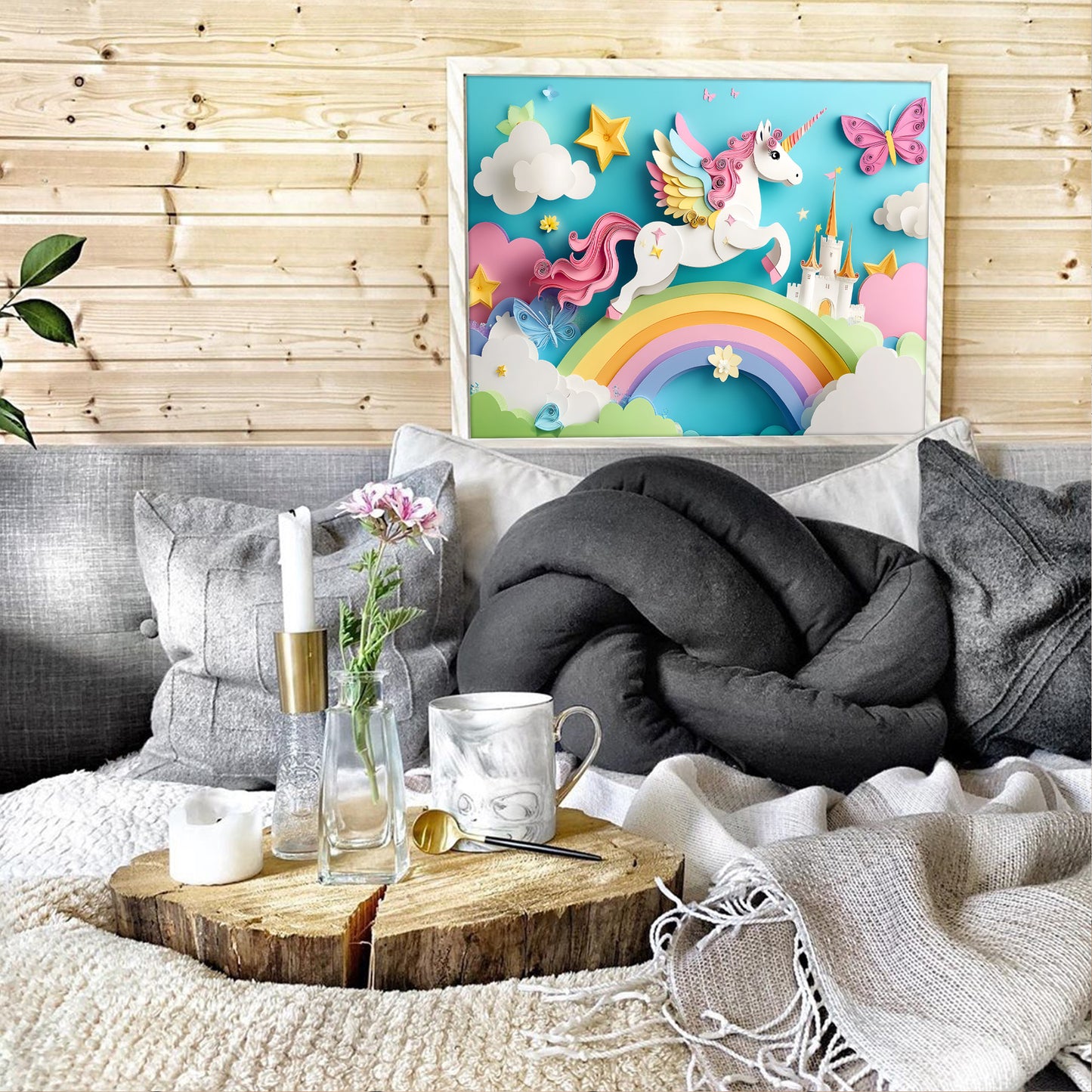 Unicorn Print Magical Rainbow Nursery Art