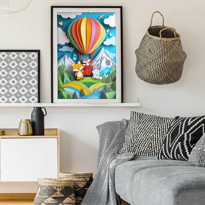 Animal Adventures Hot Air Balloon Nursery Art