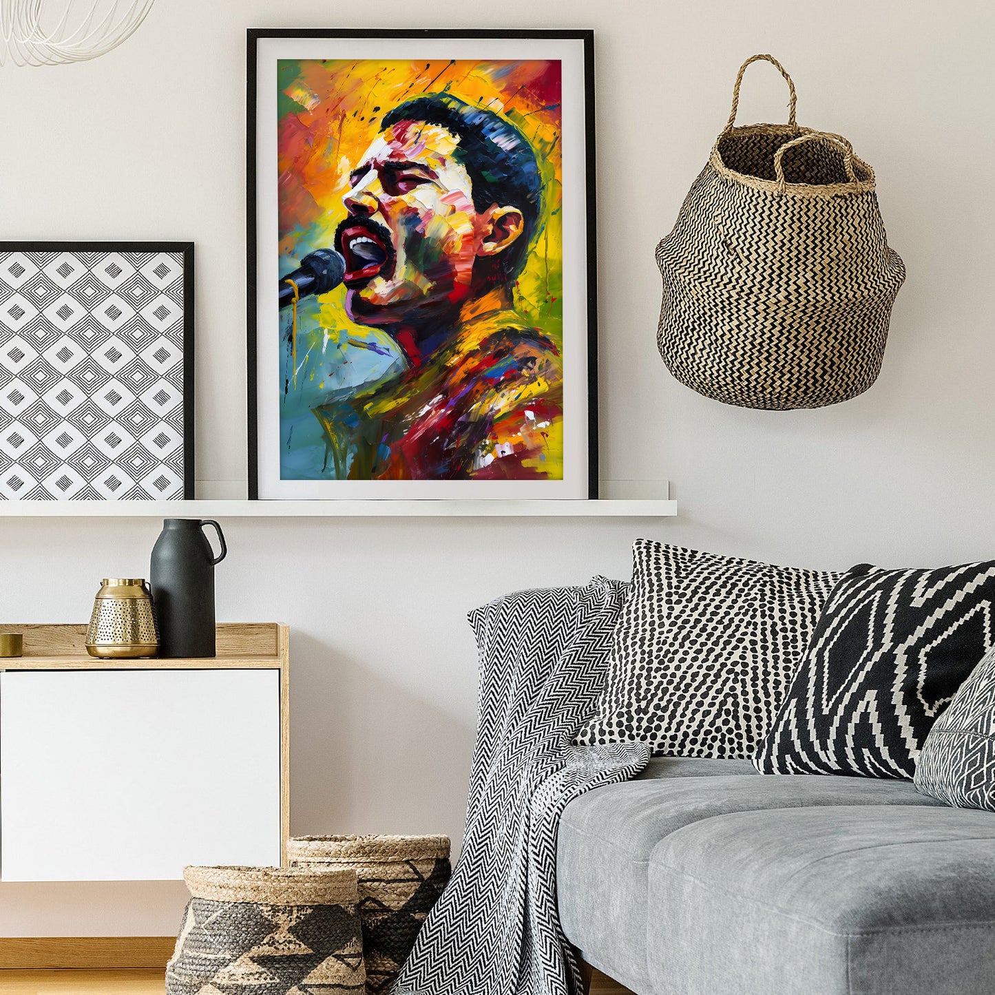 Vibrant Freddie Mercury Impressionist Art Print