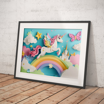 Unicorn Print Magical Rainbow Nursery Art