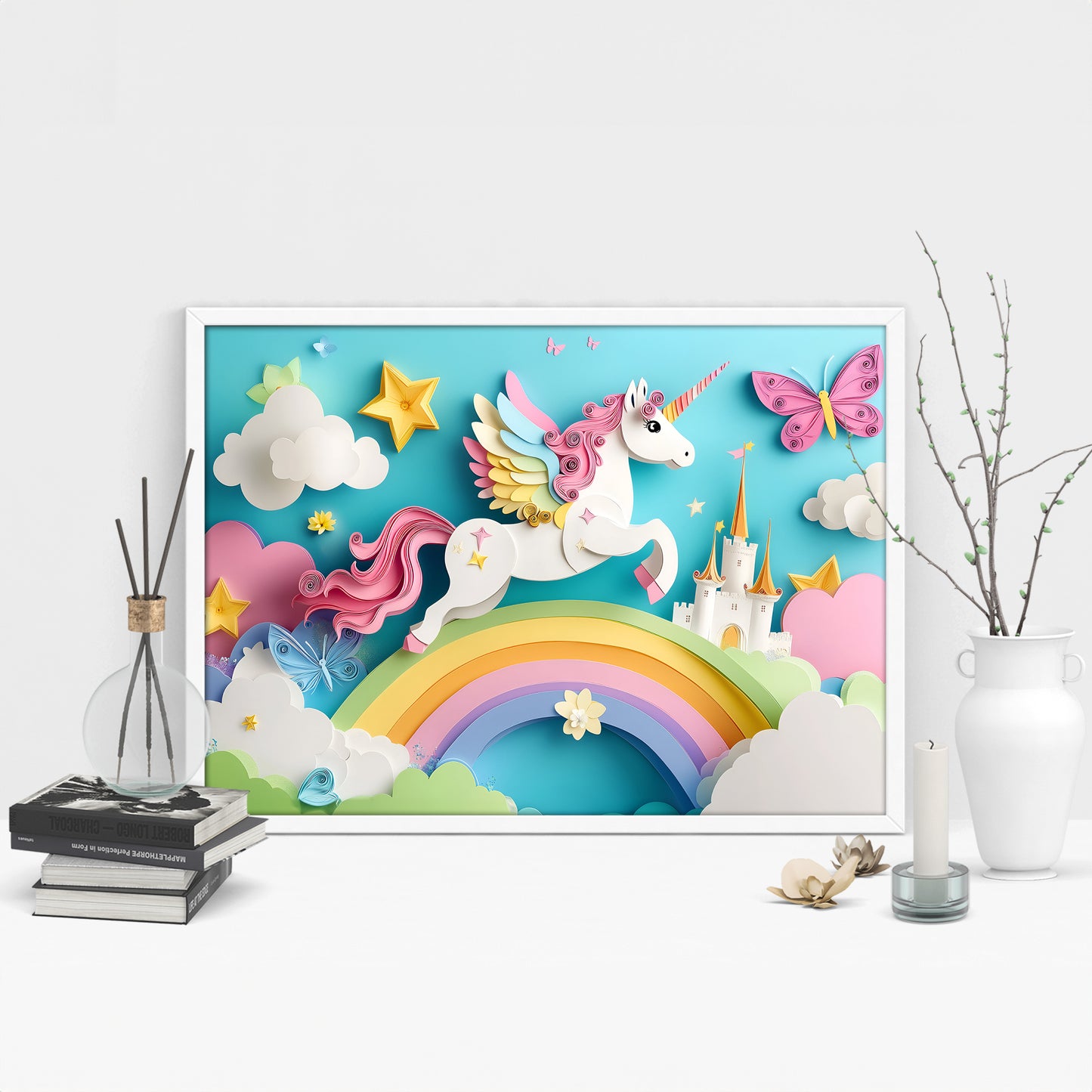 Unicorn Print Magical Rainbow Nursery Art