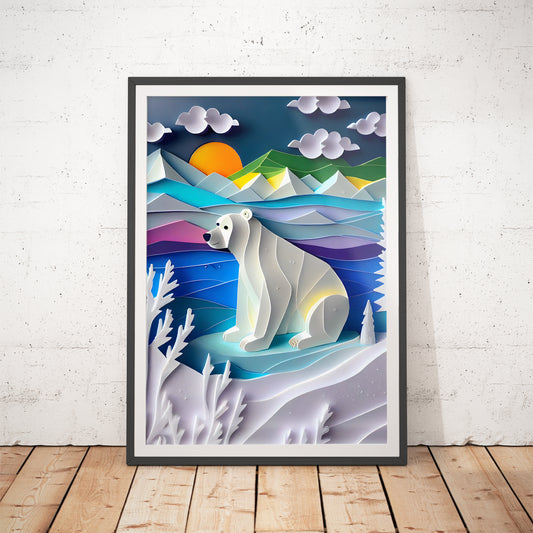 Polar Bear Papercraft Art Print