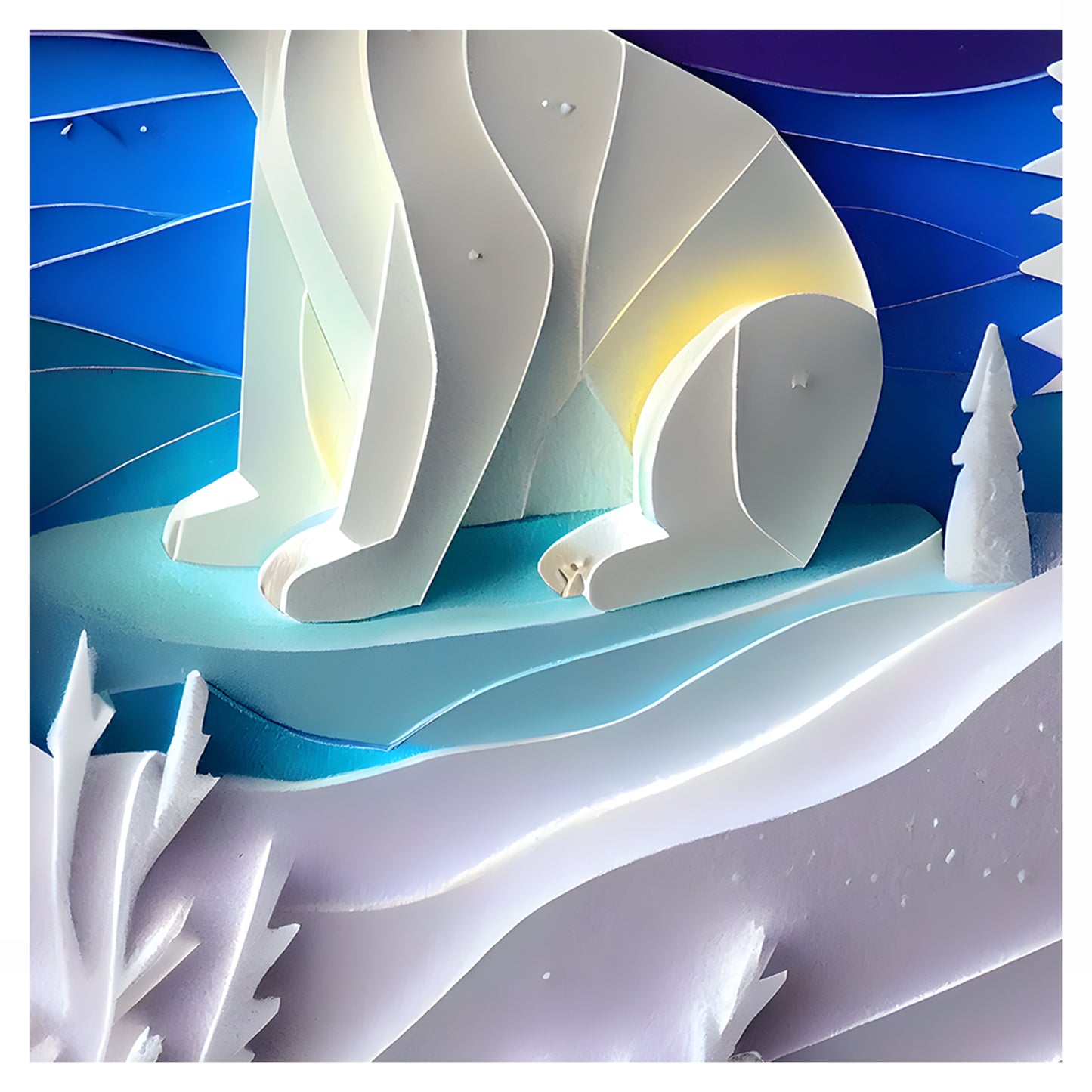 Polar Bear Papercraft Art Print