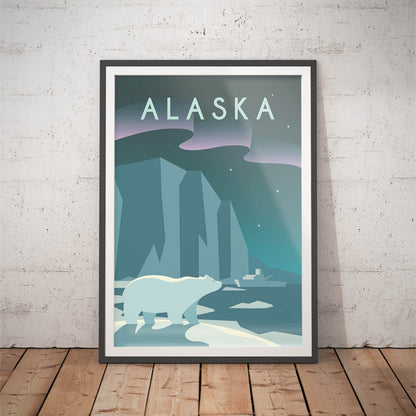 Minimalist Alaska Travel Art Print