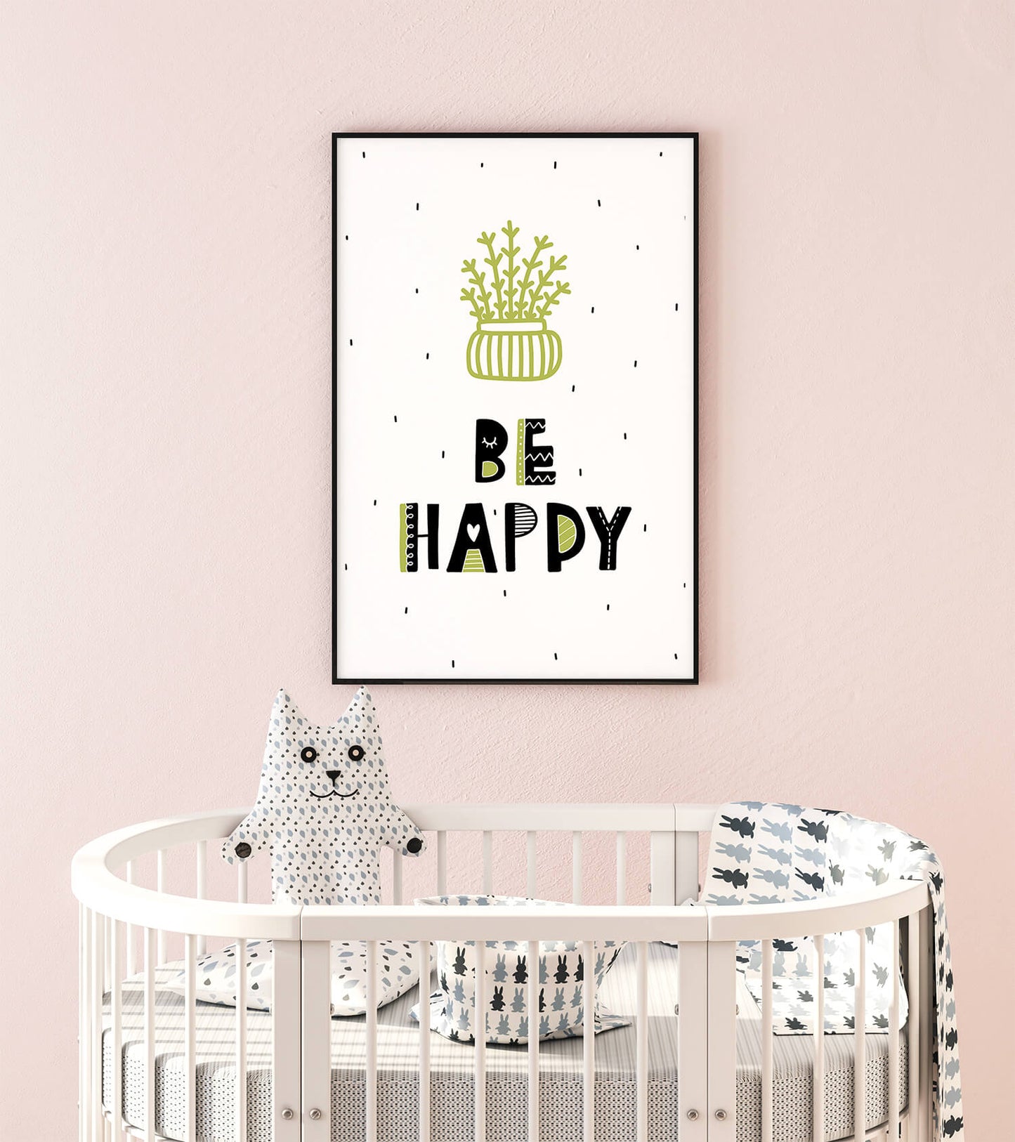 Be Happy Scandi Nursery Art Print