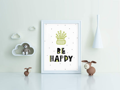 Be Happy Scandi Nursery Art Print