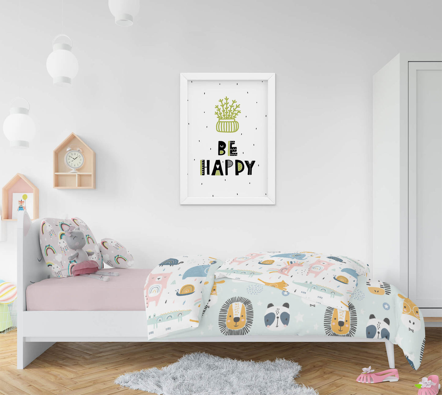 Be Happy Scandi Nursery Art Print