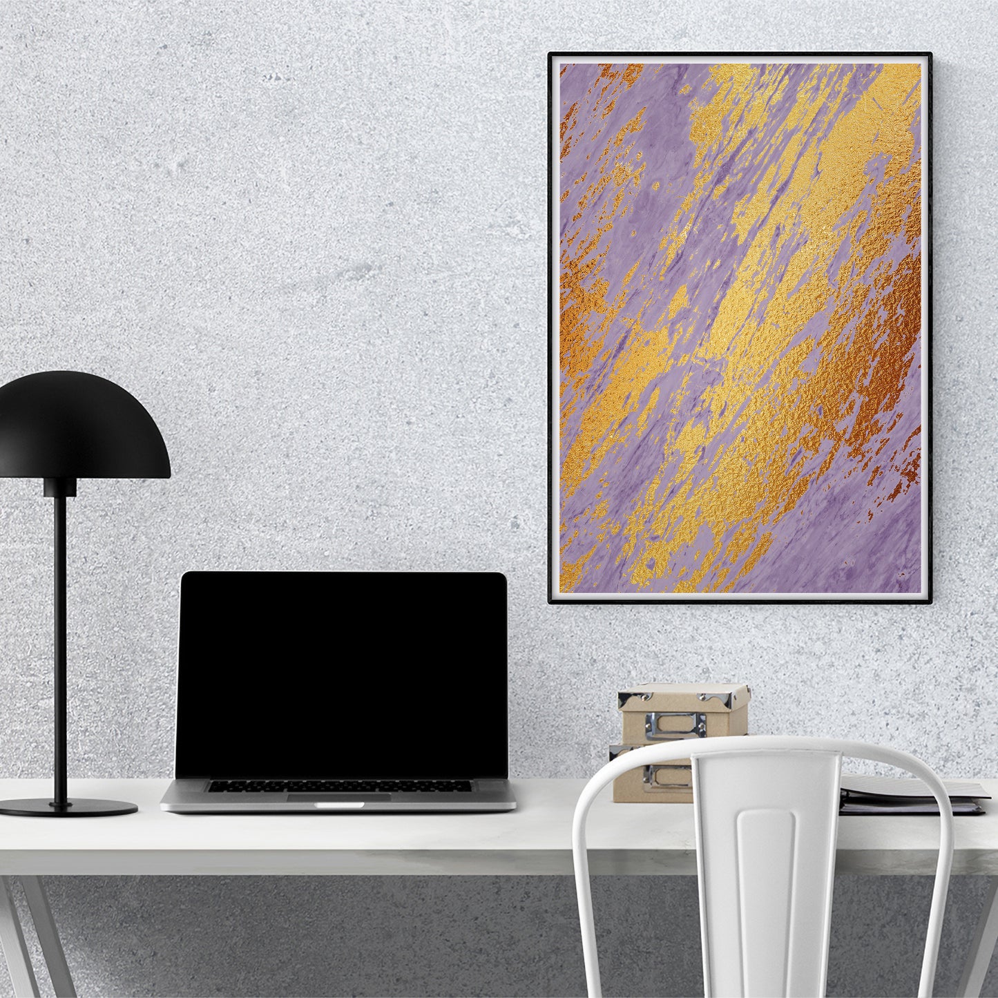 Abstract Lavender Gold Swirl Art Print