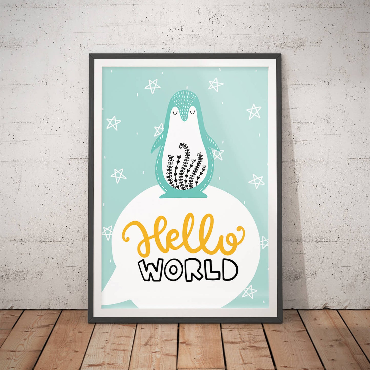 Penguin Scandi Welcome Nursery Art Print