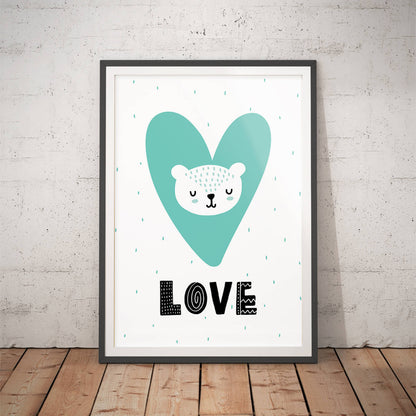 Nursery Bear Hug Scandi Art Print