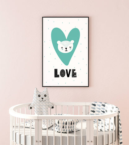 Nursery Bear Hug Scandi Art Print