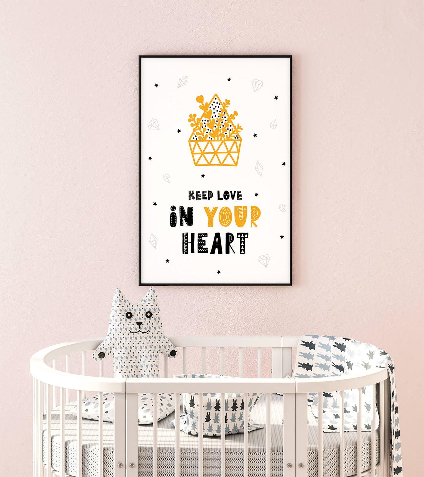 Whimsical Heart Basket Nursery Art Print