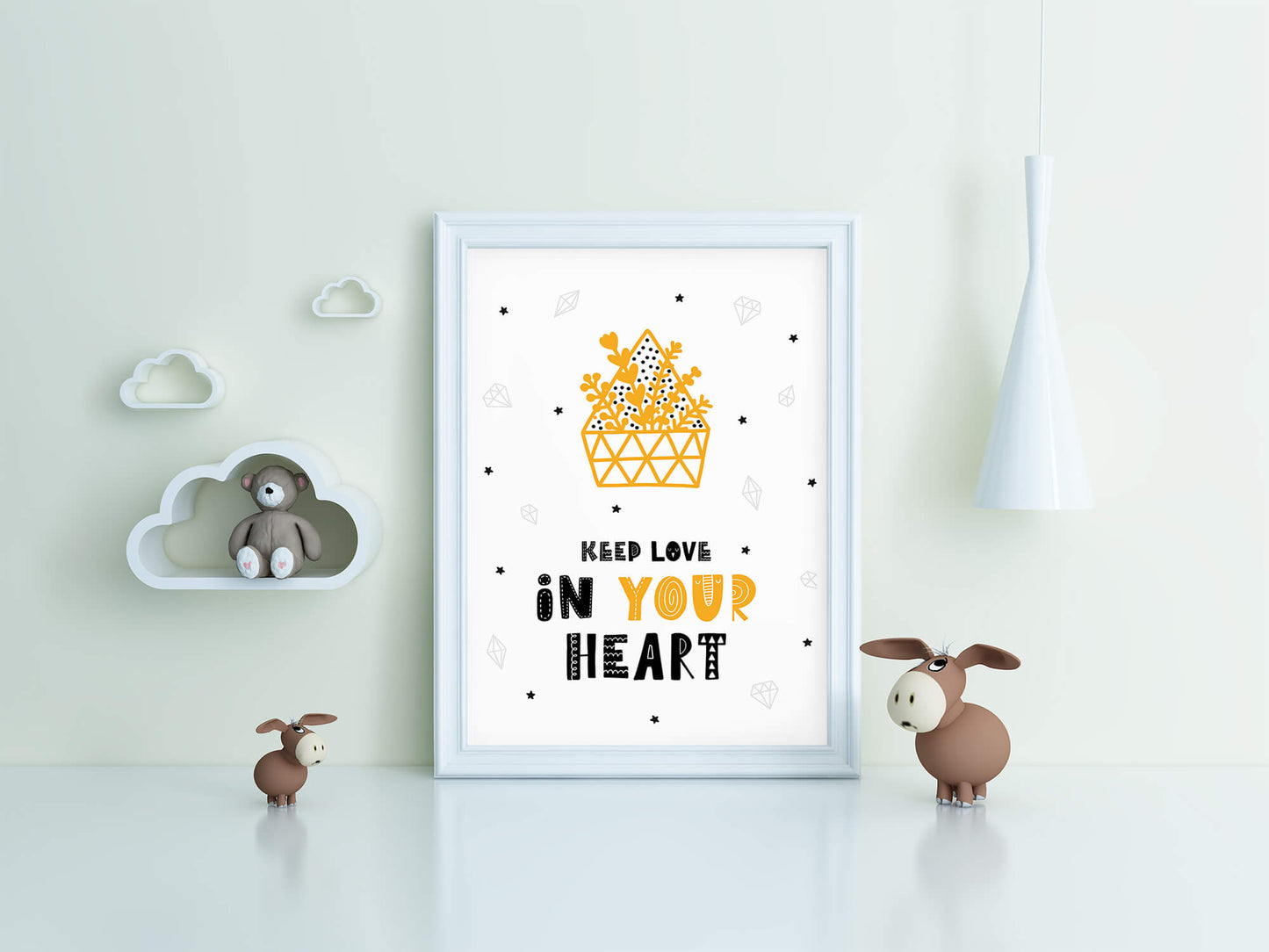 Whimsical Heart Basket Nursery Art Print