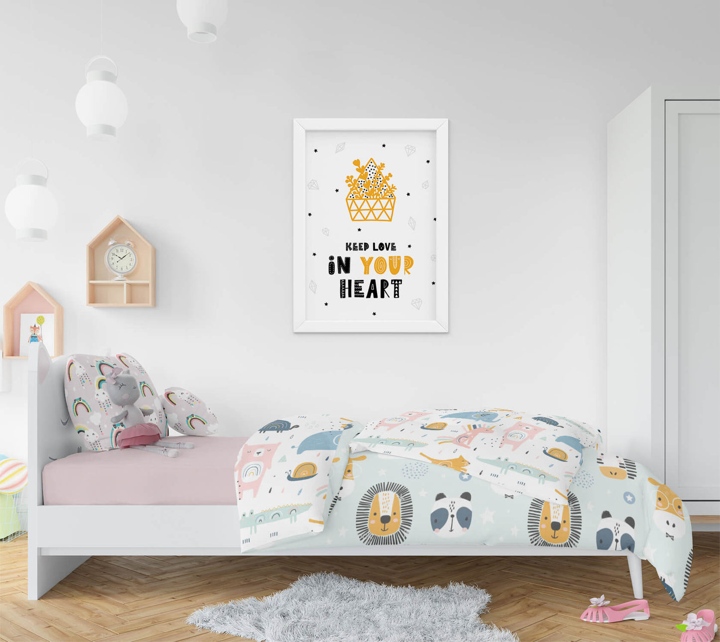 Whimsical Heart Basket Nursery Art Print